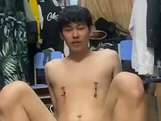 Asain straight boy show his ass hole