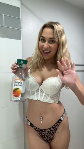 Peeing in an empty Orange Juice container until it’s FULL