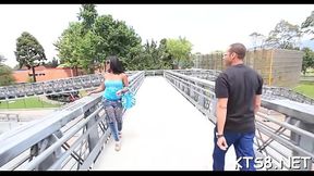 Shemale doxy gets her chocolate hole ready for hardcore banging