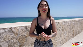 GERMAN SCOUT - Inked Latina Girl Melania Dark Pick Up for no Condom Casting Fuck at Holiday Trip