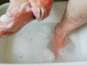 Washing the tools now with pink shampoo and heart sponge