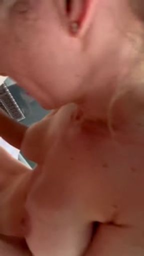 Skinny blonde Fitness couple have sex on balcony in Vegas (Part 1)