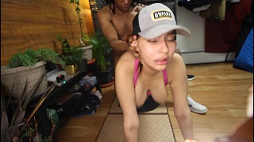 NDNgirls #13 Cree Native American Indian teen 18yo gets interracial big black cock workout from her personal trainer