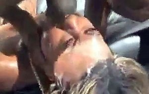 Black hood rat face fucked until she gags on cock