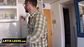 A Steamy Spanish Jerk Off: Curly-Haired Uncle Pounds Nephew`s Bubble Butt Bareback