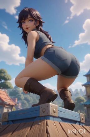 Sexy Black-haired 3D Anime Girl