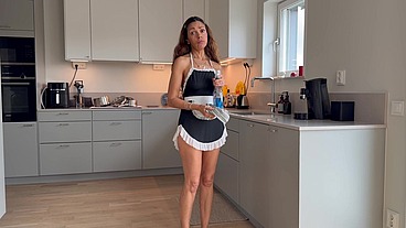 The Perfect Maid: Angelina the maid is back and now she begs for anal
