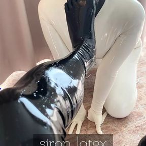 White rubber doll licks toes