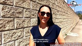Sexy woman showed a stranger guy her new red dessous and get fucked afterwards