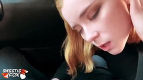 Babe gets blowjob &mdash;  cock&#x1F32D; &mdash;  and cum in mouth in car instead of paying fare