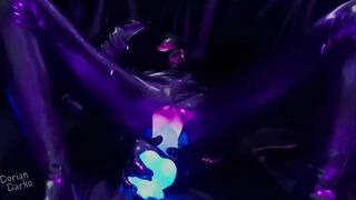 Glowporn - spandex, lights and GOOD-SIZED glowing playthings