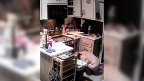 Rookie gets raw and ravaged by multiple studs in the kitchen