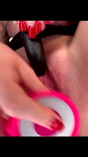 The secretary treats herself to her dildo and vibrator at work!