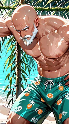 Handsome Bald Old Man Shirtless