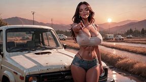 big-titted 18-year-old slut gets fucked after the race; she loves sucking cock ruthlessly (ai-generated).