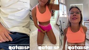 cheguei da academia, contei pro corno que provoquei os machos sem calcinha e ele acabou gozando na minha boca