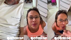 cheguei da academia, contei pro corno que provoquei os machos sem calcinha e ele acabou gozando na minha boca