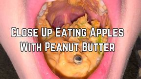 Phoenix Bates Eating Apples With Peanut Butter Up Close 1080p - Mukbang - Open Mouth Chewing - Food Shown - Messy - Mouth Fetish