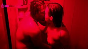 Big black cock pounds chubby Latina's ass in the shower