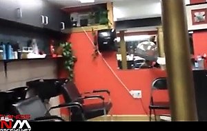 A latina milf gives client a bj in the hair salon after hours