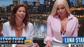 Busty News Anchors Take on Hung Stud in Threesome Madness