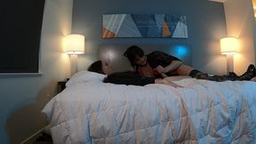 sexy brunette crossdresser sucks femboy s cock