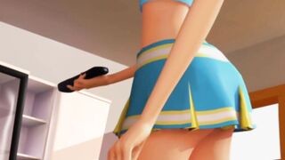 3DGSPOT - Lusty Cheerleader Masturbates Her Small Vagina And Gets 2 Orgams! 3D ANIMATION!