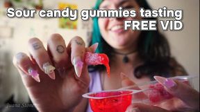 Sour candy gummies tasting