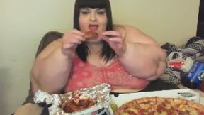 Pizza and Wings Mukbang with Candy Eating Show