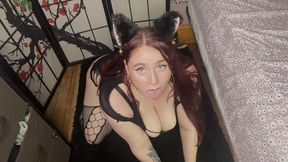 BBW Kitty Meows, Purrs And Swallows Your Cum