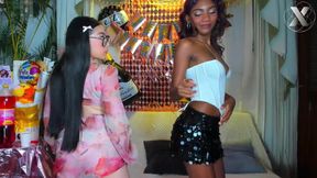 Flavored Lesbian Licking: I Smear Honey on Her Tight Pussy