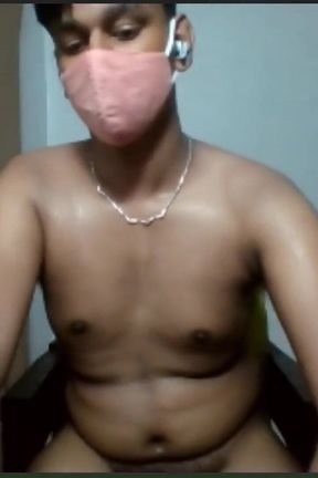 Brown Guy Jerks His Black Cock and Shoots a Load of Cum