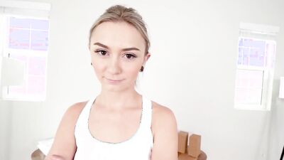 POV Casting Skinny 100lb Blonde American Teen Chloe Temple in Yoga Pants