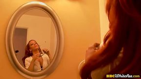 Redhead girl gets hot action in wild trio with big African dick&#x1F346;