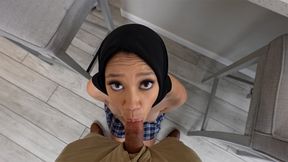 Big tits Arab teen fell on her knees