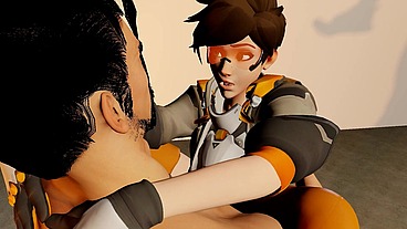 Hanzo and Tracer Standing and Carry Anal - Overwatch Parody