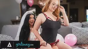 GIRLSWAY - Horny Bride Holly Day Cheats With PAWG Redhead Emma Magnolia During Steamy Striptease