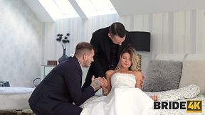 Slutty bride fucked wildly with her future husband's best friend.