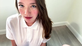 Hot 18 Year Old Dons A Polo Top And Gives Blowjob