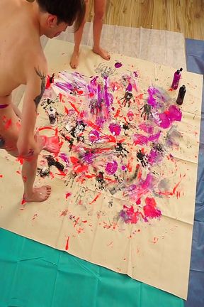 Nude Body Painting on a Canvas