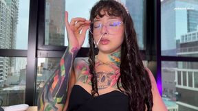 A Nerdy Girl with Glasses Sneezes on Your Dick