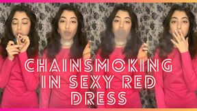 Chainsmoking in Red Dress