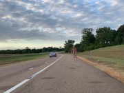 Walking naked along side of interstate. Several cars passed and saw me.