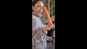 hot milf uses the carrots for something else than the salad