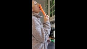 hot milf uses the carrots for something else than the salad