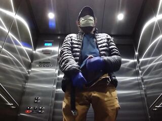 Elevator Jerking Off during Coronavirus Cums Big