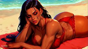 4K 100% AI Generated 3D Soft Looping PMV – Massive Ass Ebony Gentle Beach Twerk: Bikini Booty Shaking for Endless Loops