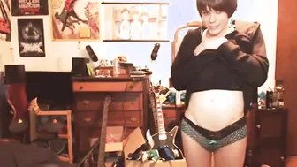 Short-Haired Twink Crossdresser Strokes His Soft Cock on Webcam