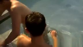 Sexy nude gay boys pissing Damon Archer and Jimmy Roman Poolside Wet