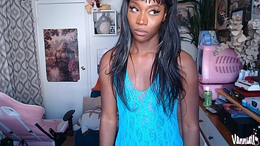 Tiny Skirt BIG Facial - Black Trans Girl Vanniall Edges her Giant Girldick on Webcam - ebony BBC cumshot big cock